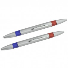 Στυλό πλαστικό ασημί με κόκκινο και μπλε ανταλλακτικό