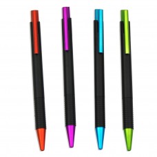 Διαφημιστικά στυλό με μαύρο κορμό σε 4 μεταλλικά χρώματα ασορτί